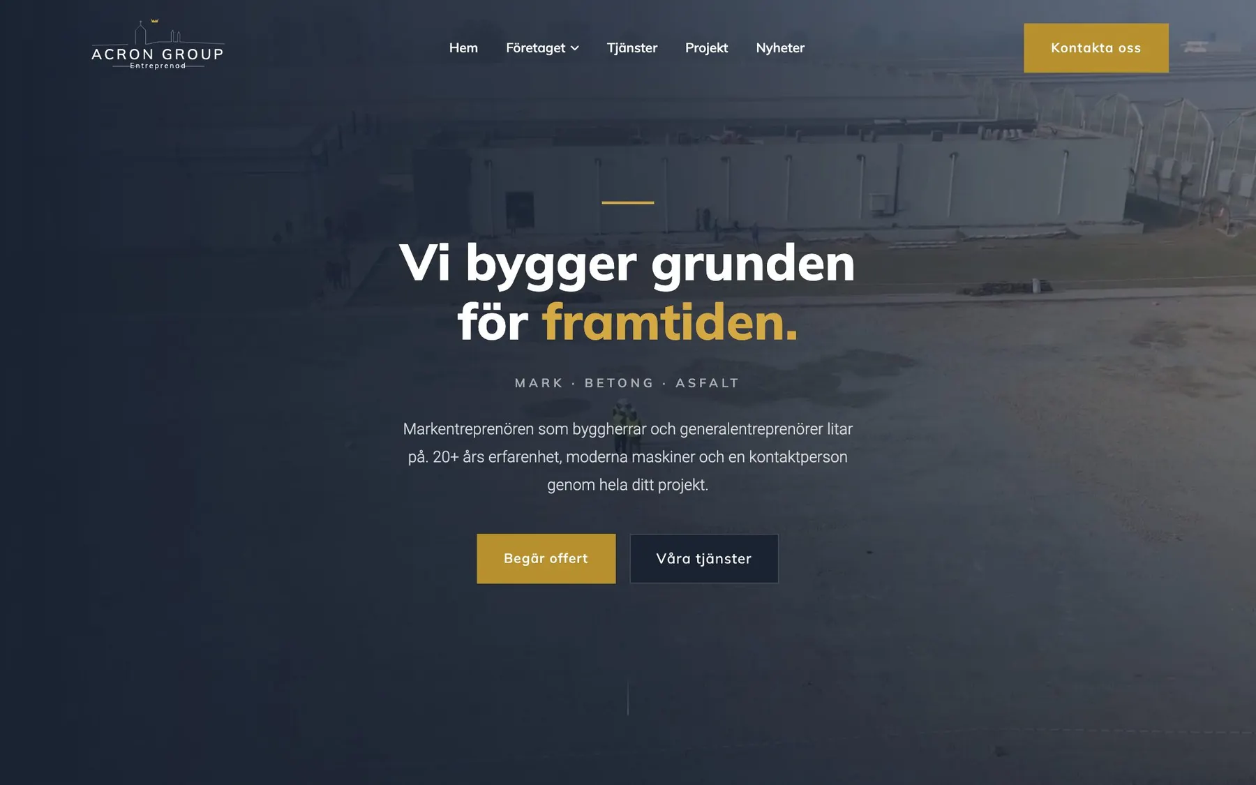 Acron Group’s new homepage on desktop