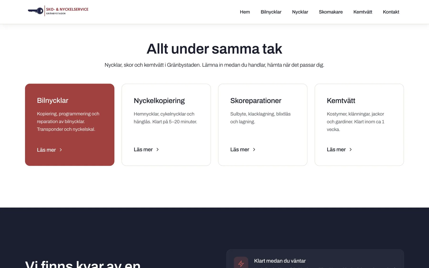 The services at Gränby Sko- & Nyckelservice