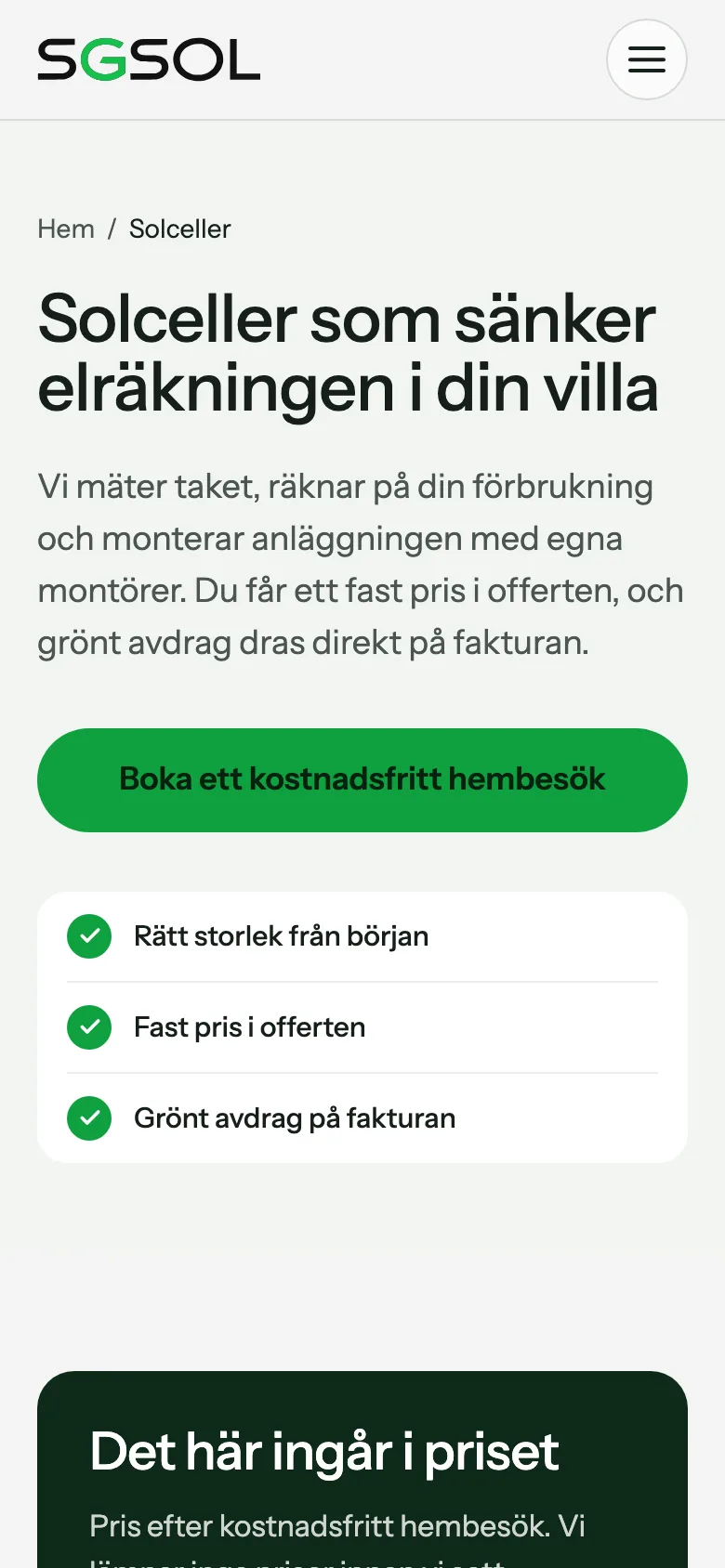 Sidan om solceller på mobil