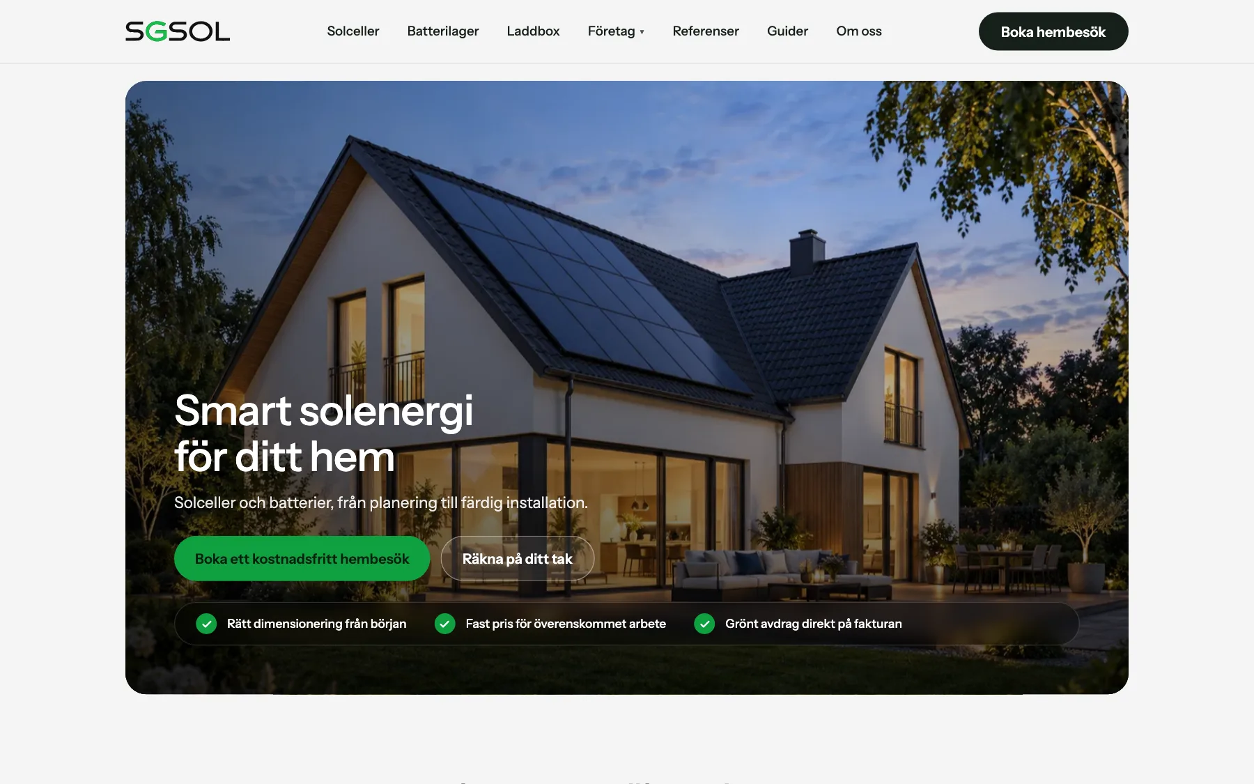 SGSols startsida på dator och mobil