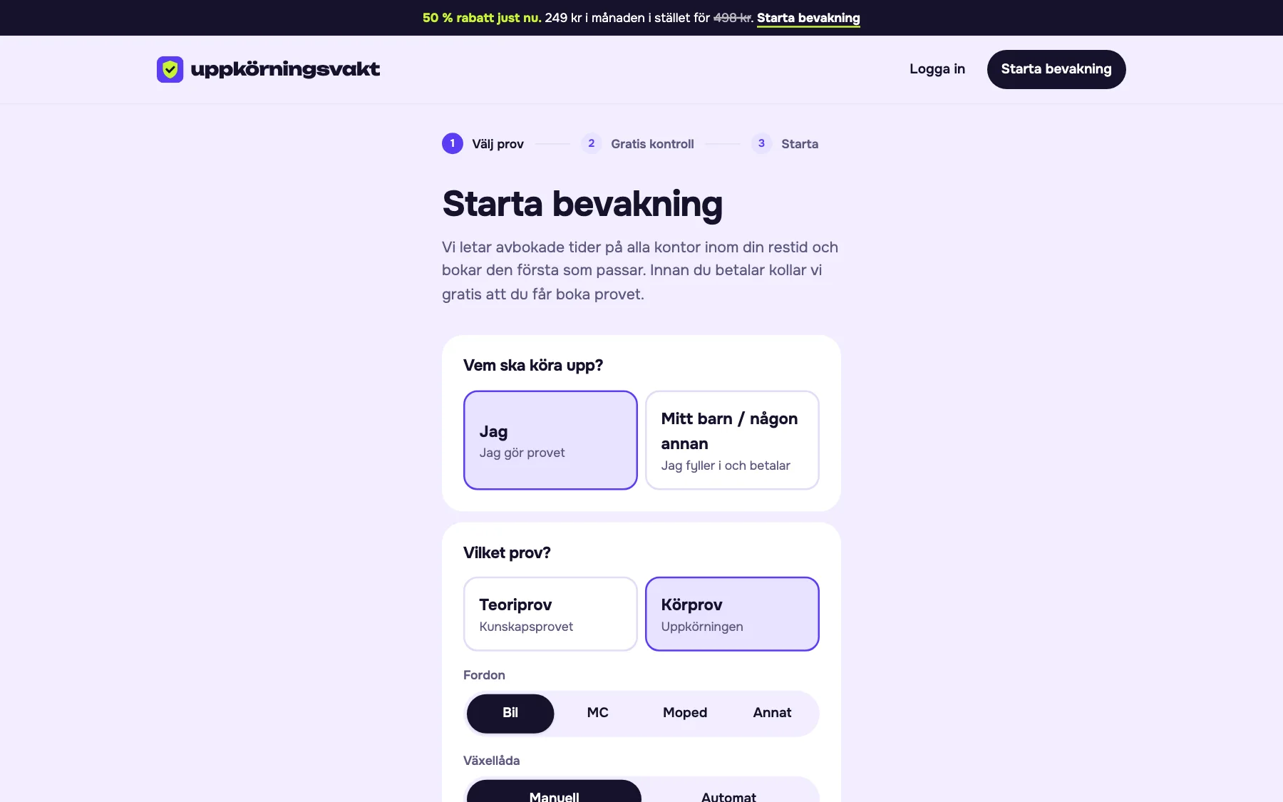 The sign-up at Uppkörningsvakt
