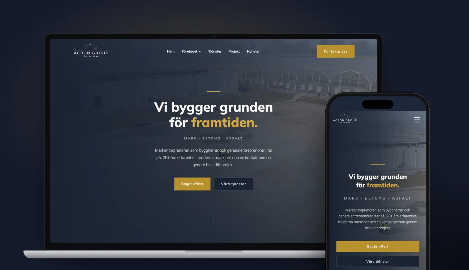 Acron Group’s website on desktop and mobile, built by Solva