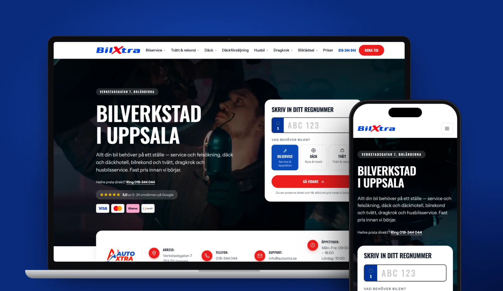 AutoXtra’s website on desktop and mobile, built by Solva