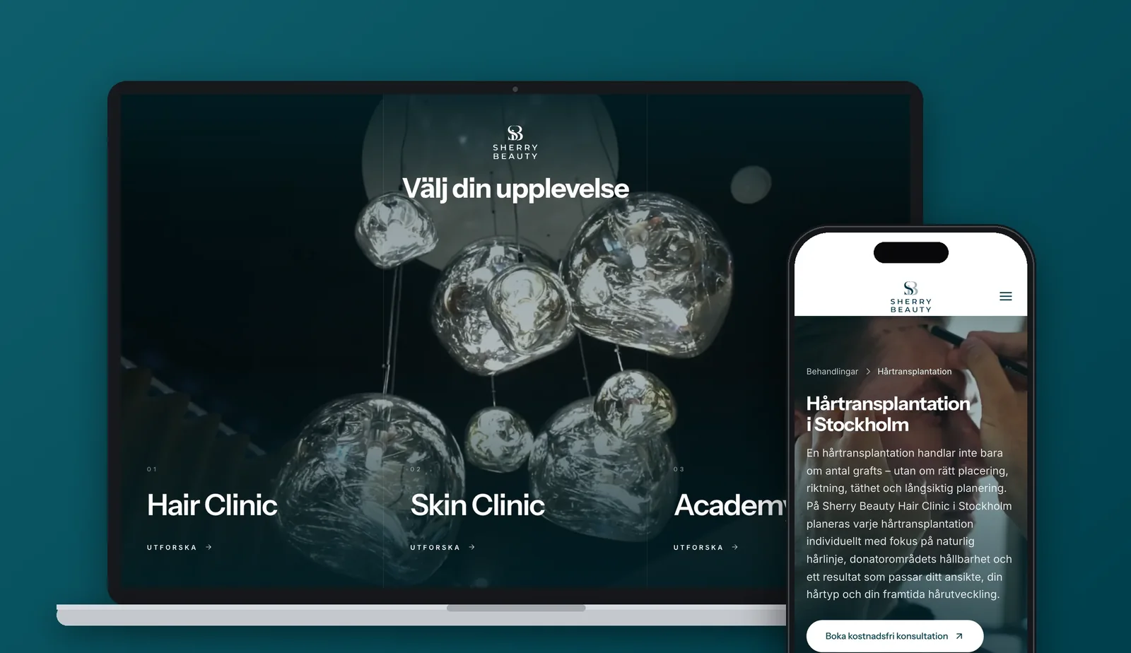 Sherry Beauty’s website on desktop and mobile, built by Solva