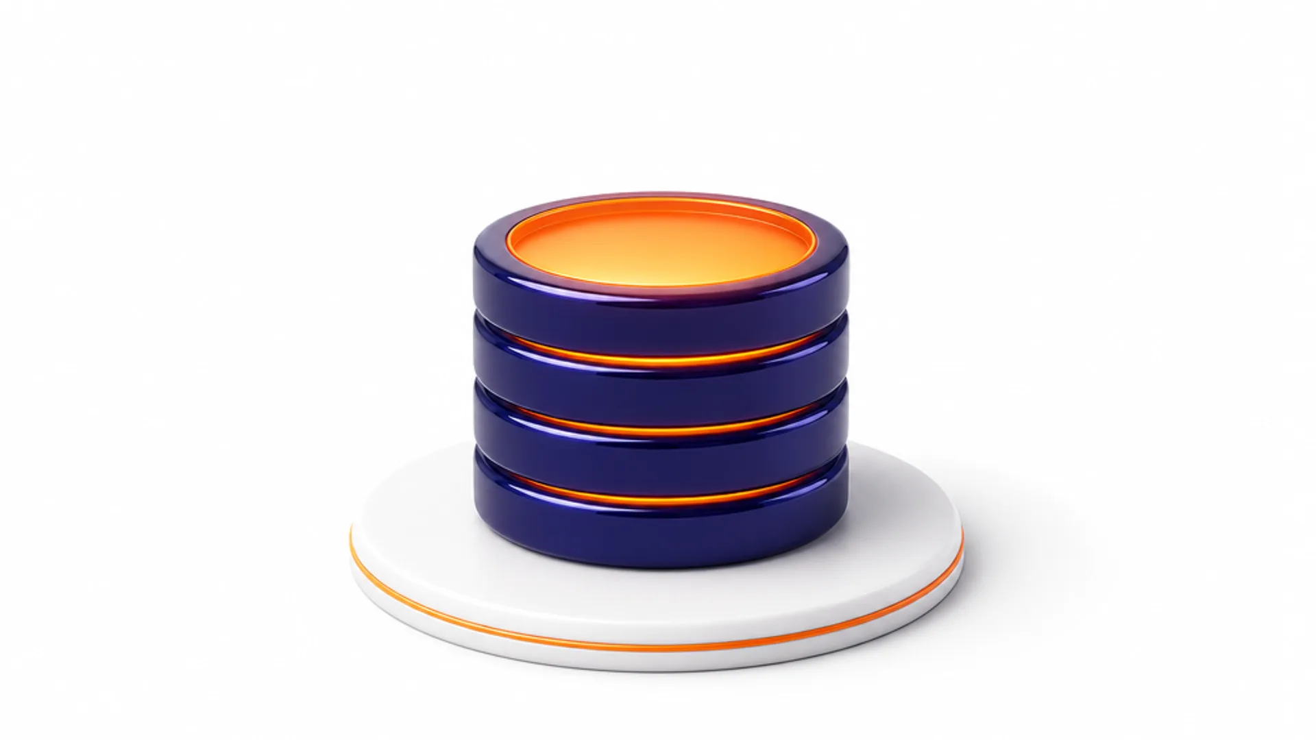 En stapel indigofärgade mynt på en ljus platta med orange kant, där det översta myntet lyser orange