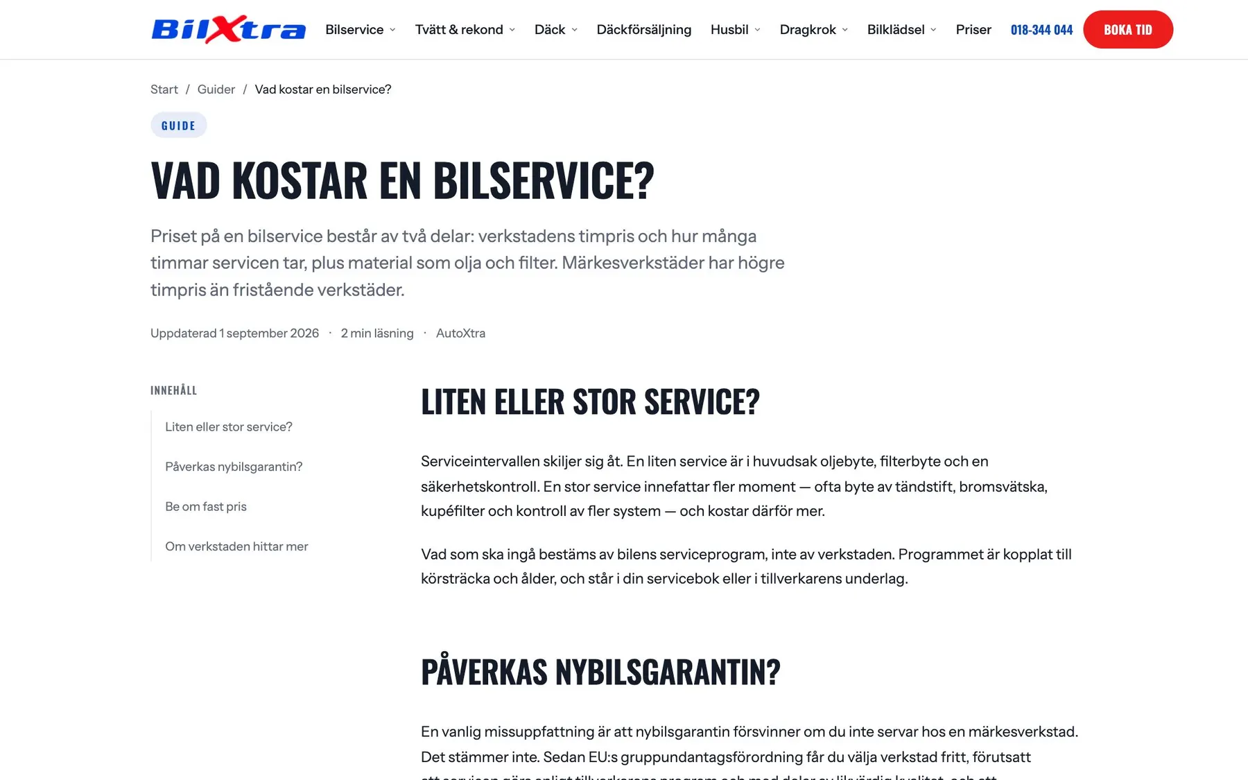Guiden om vad bilservice kostar hos AutoXtra
