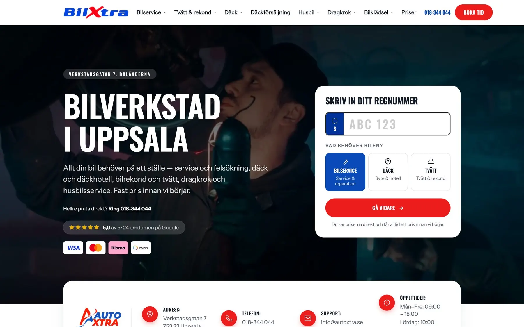 AutoXtras nya startsida på dator