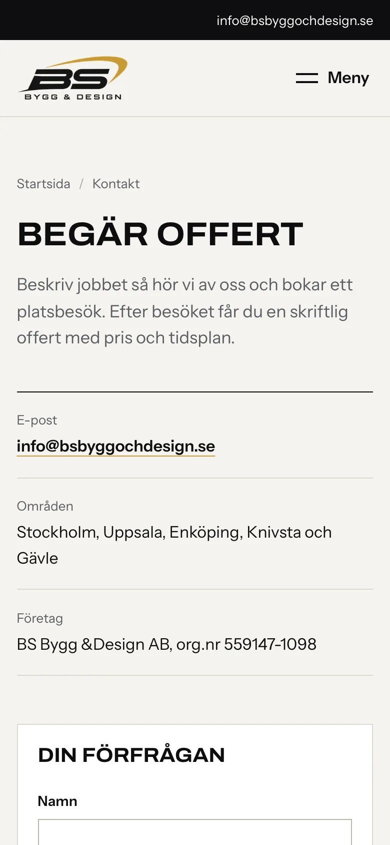 Offertsidan på mobil