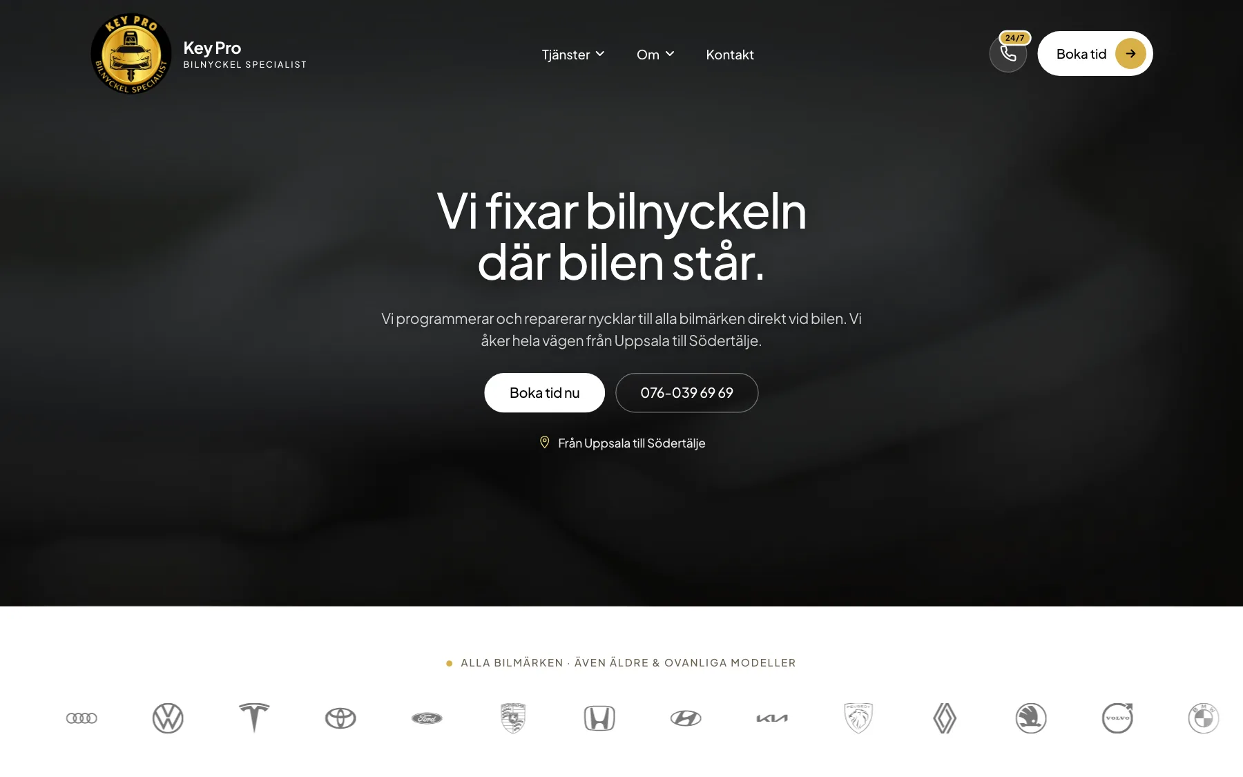Key Pros startsida på dator och mobil