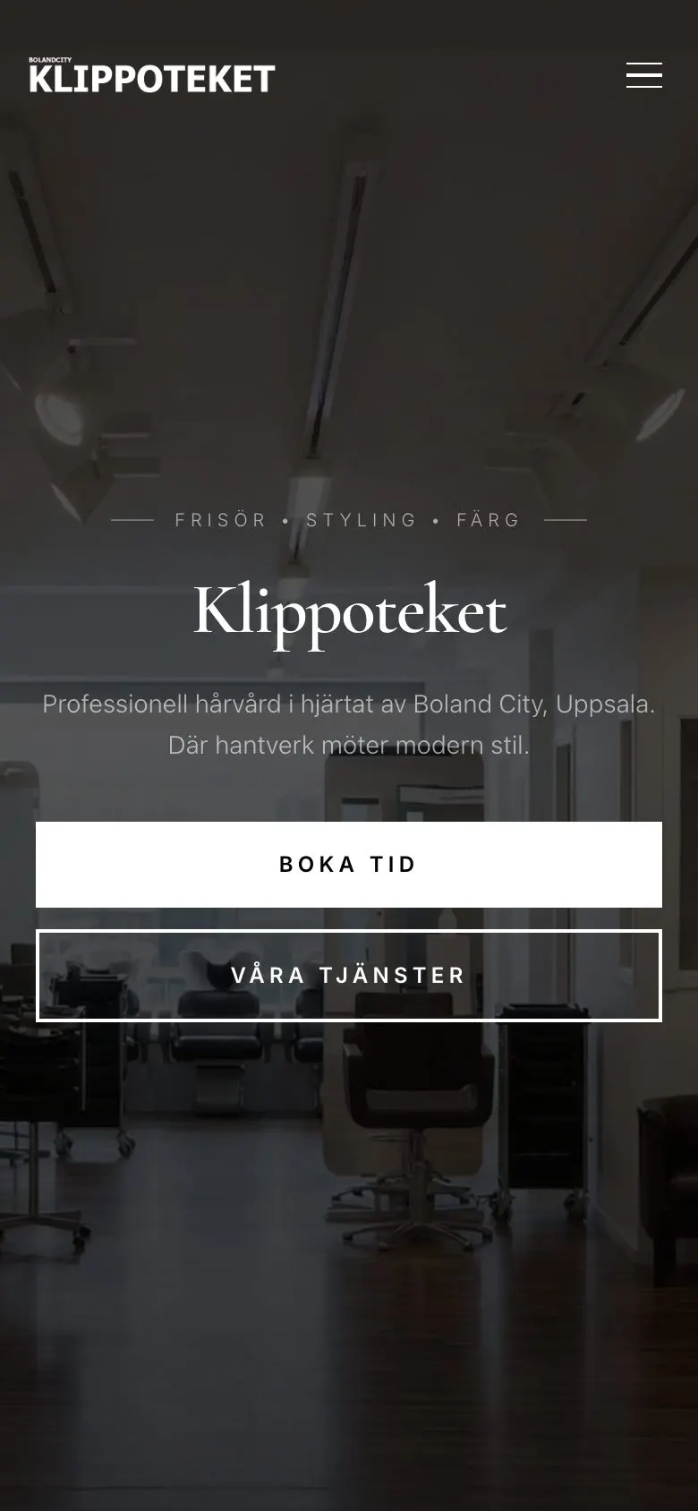 Klippoteket’s new homepage on mobile