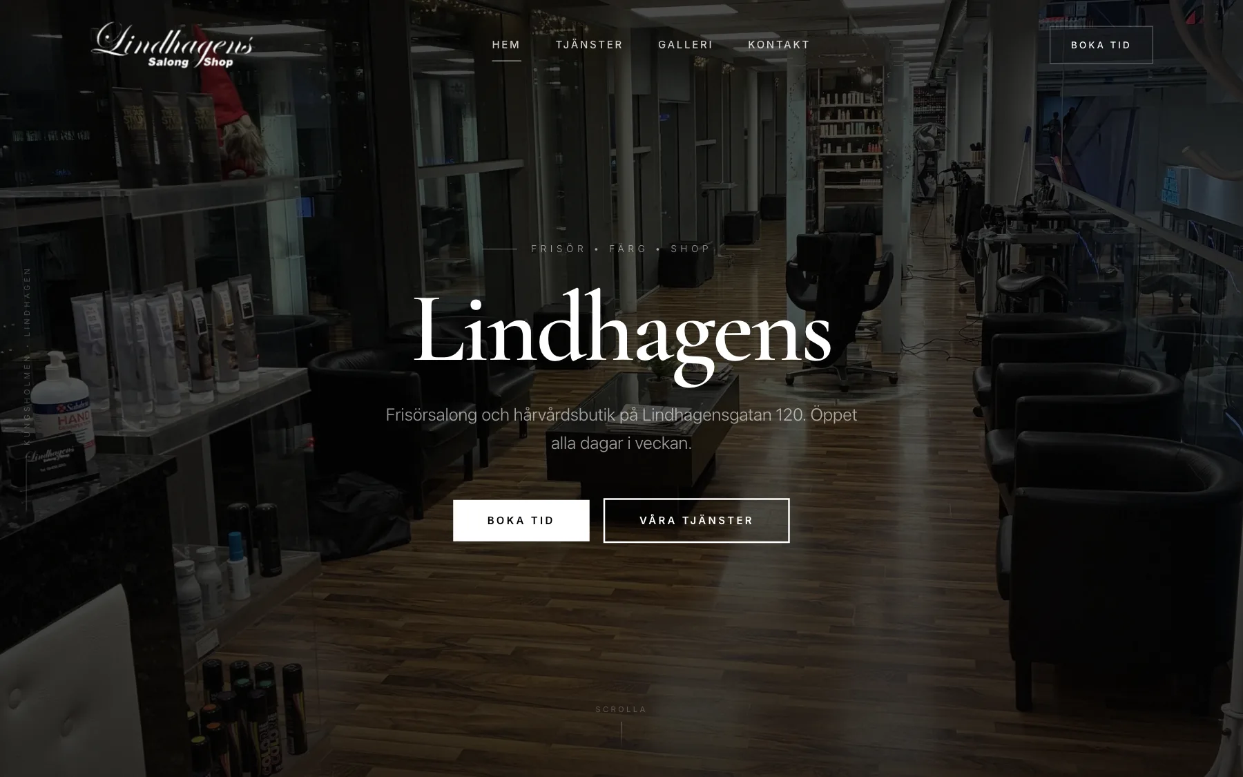Lindhagens Salong & Shops startsida på dator och mobil