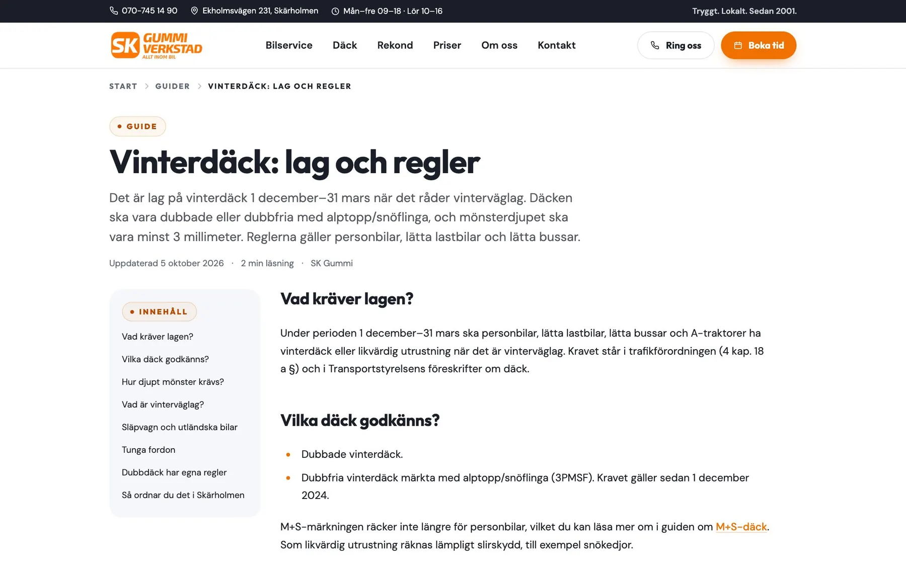 Guiden om vinterdäck, lag och regler hos SK Gummi