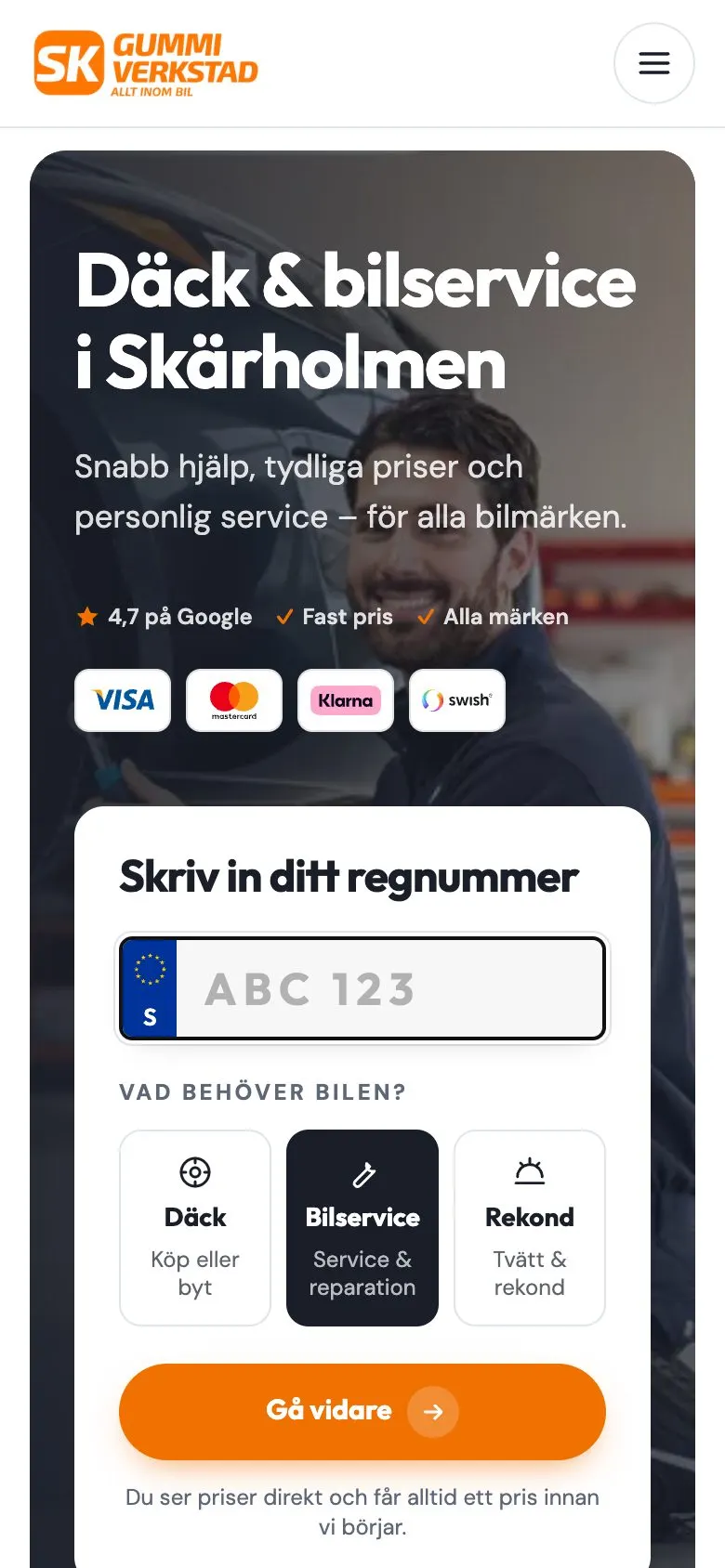 SK Gummis nya startsida i mobilen